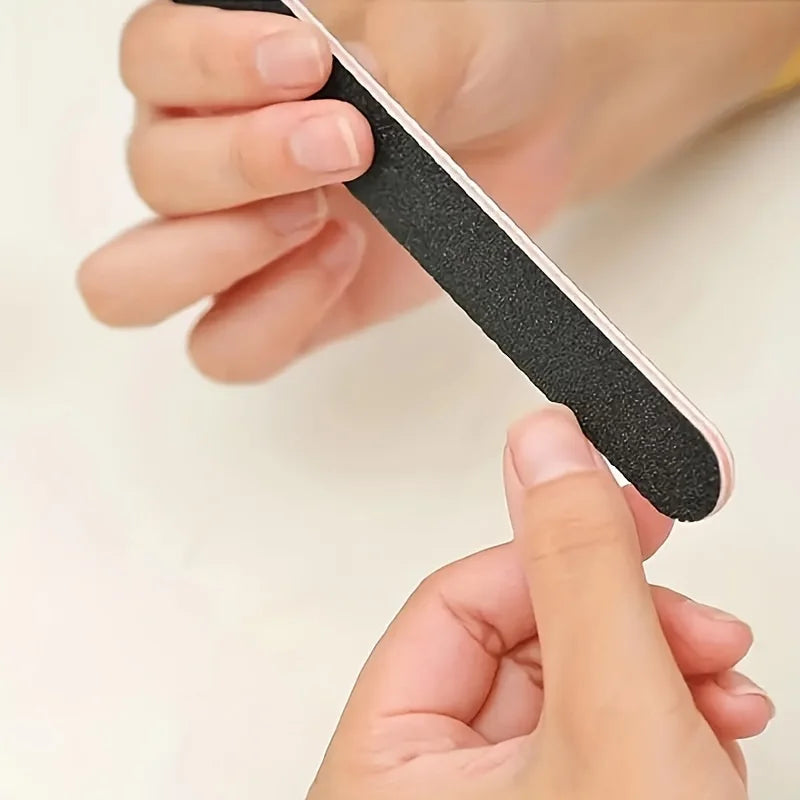 cure Too5Pcs Double-Sided Emery Nail Files 100/180 Grit – Black Manicure & Pedicure Buffer Tools