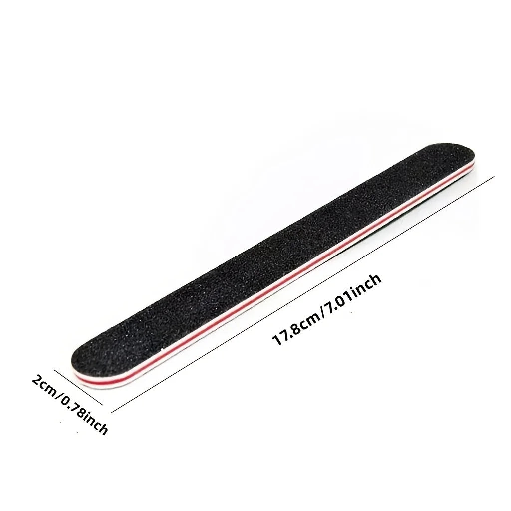 cure Too5Pcs Double-Sided Emery Nail Files 100/180 Grit – Black Manicure & Pedicure Buffer Tools