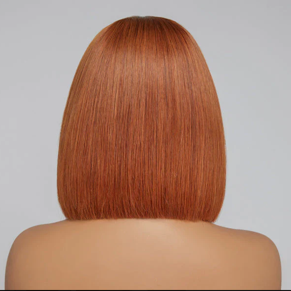 10 Inches 4x4 Beginner Friendly Sugar Maple Glueless Mid Part Bob Lace Closure Wig-100% Human Hair