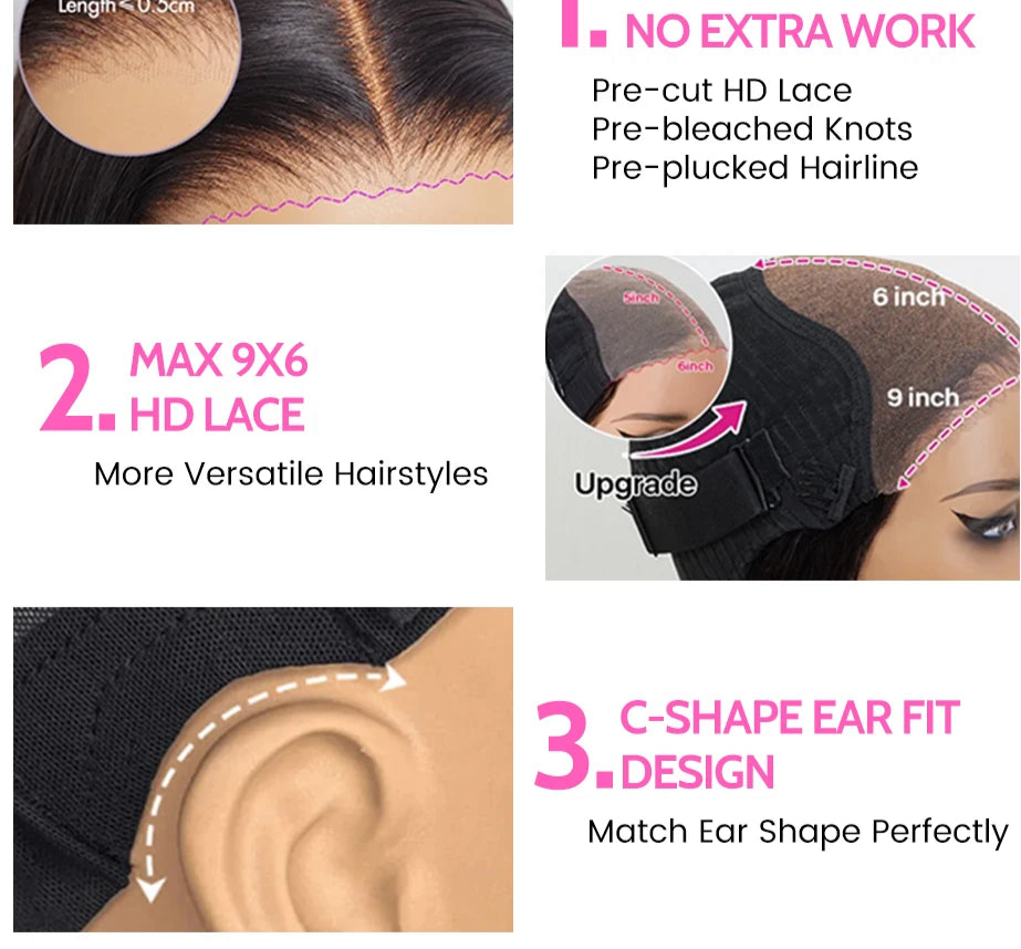 Wear & Go Body Wave Glueless Lace Wig – Pre-Bleached & Pre-Plucked