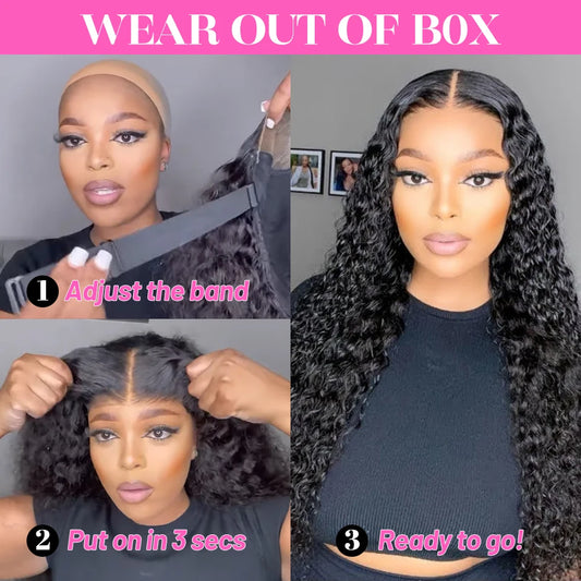 Water Wave 7x5 HD Glueless Wig – Pre-Plucked, Pre-Cut, Ready to Wear