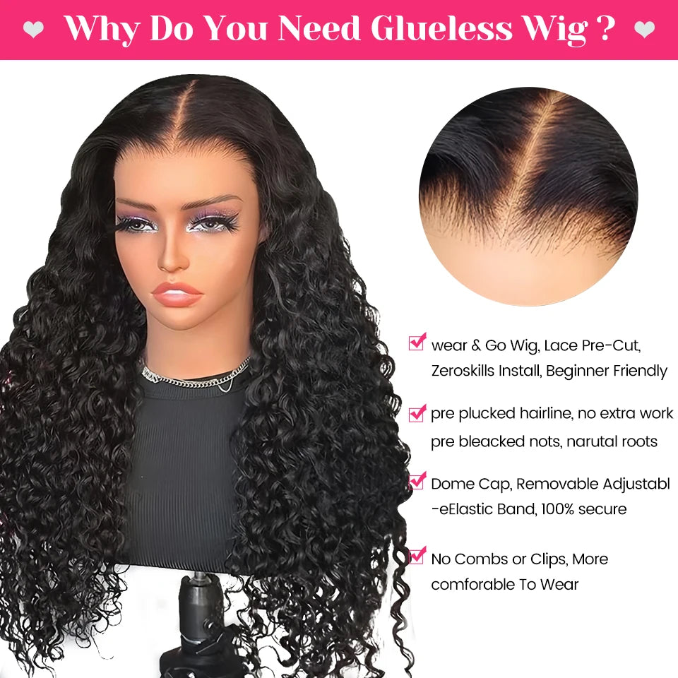 Water Wave 7x5 HD Glueless Wig – Pre-Plucked, Pre-Cut, Ready to Wear