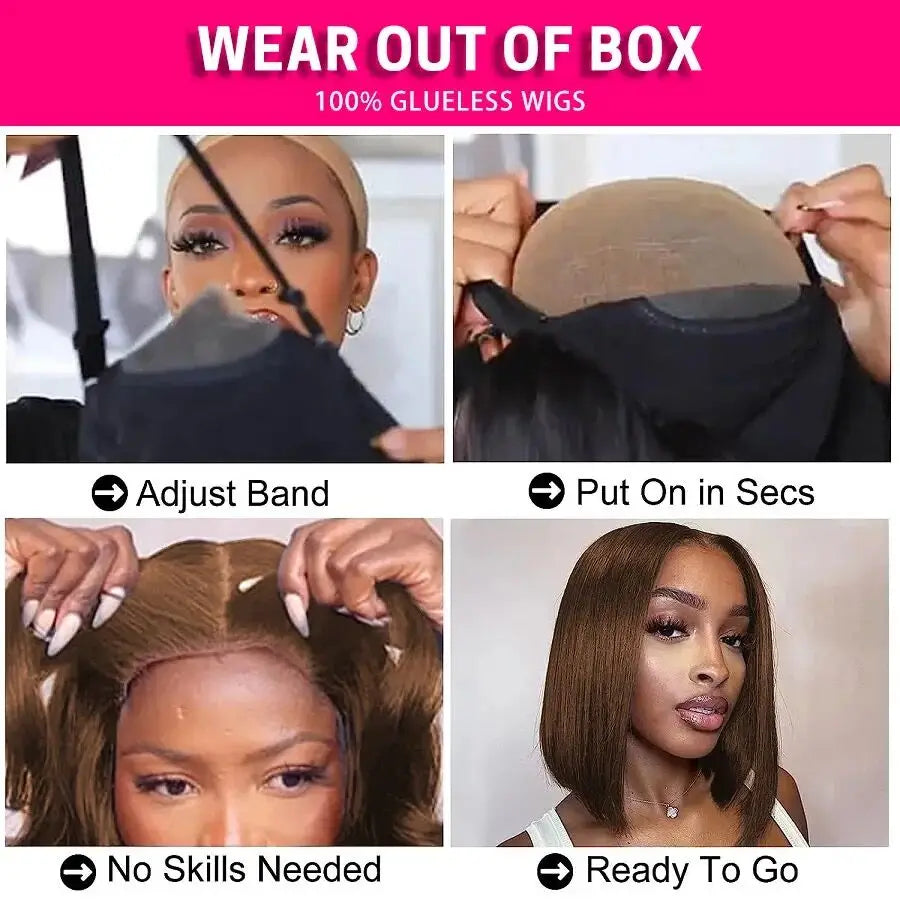 Wear & Go Chocolate Brown Bob Wig – Glueless Lace Front