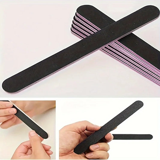 cure Too5Pcs Double-Sided Emery Nail Files 100/180 Grit – Black Manicure & Pedicure Buffer Tools