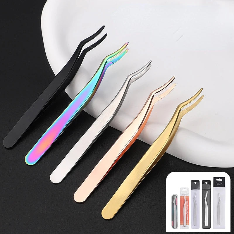 Stainless Steel False Eyelash Tweezers | Precision Tool for Lash Application