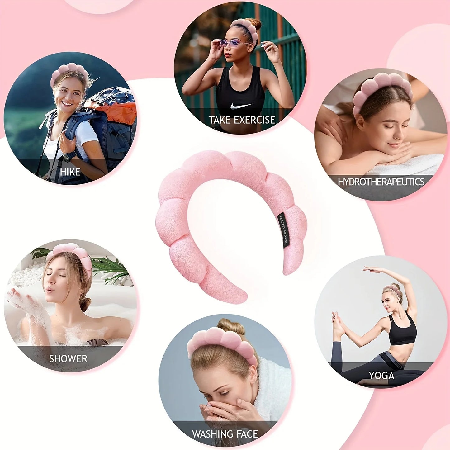 3PCS Floral Headband & Moisture-Proof Wristband Set – Spa, Face Wash & Makeup Tool for Women