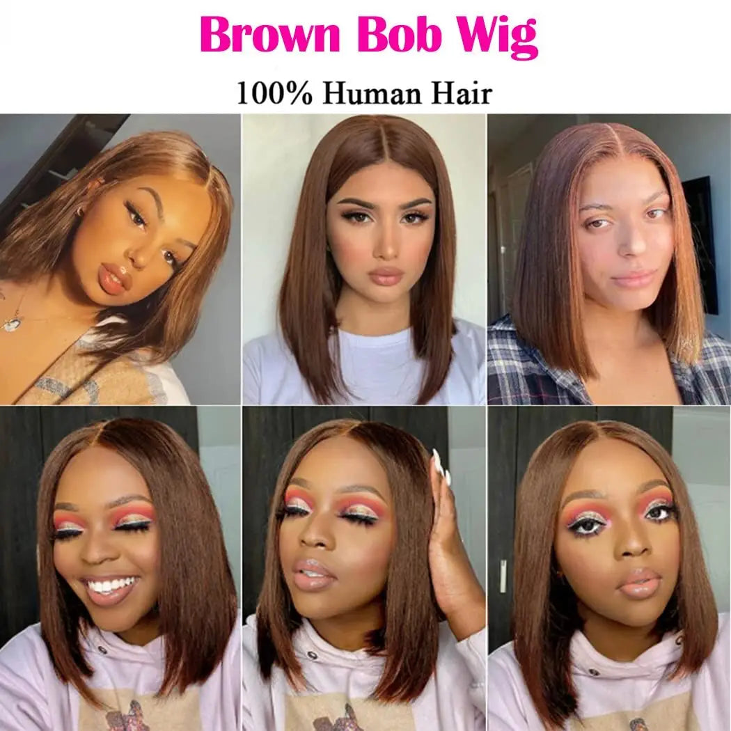 Wear & Go Chocolate Brown Bob Wig – Glueless Lace Front