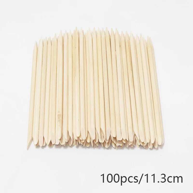 20/50/100pcs Nail Cuticle Pusher Wooden Design Drawing Painting Stick Remover Orange Wood Sticks for Nail Art Tools