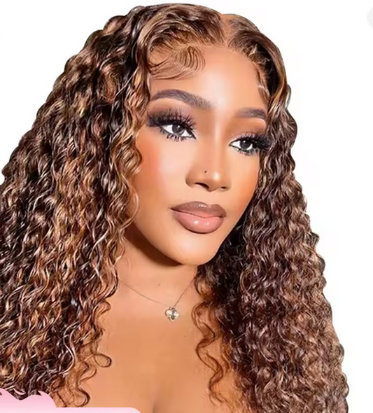 Wear And Go Glueless Wig Ombre  Highlight Mongolian Deep Wave 6x4 Hd Lace Glueless Pre Plucked Human Wigs Ready To Go