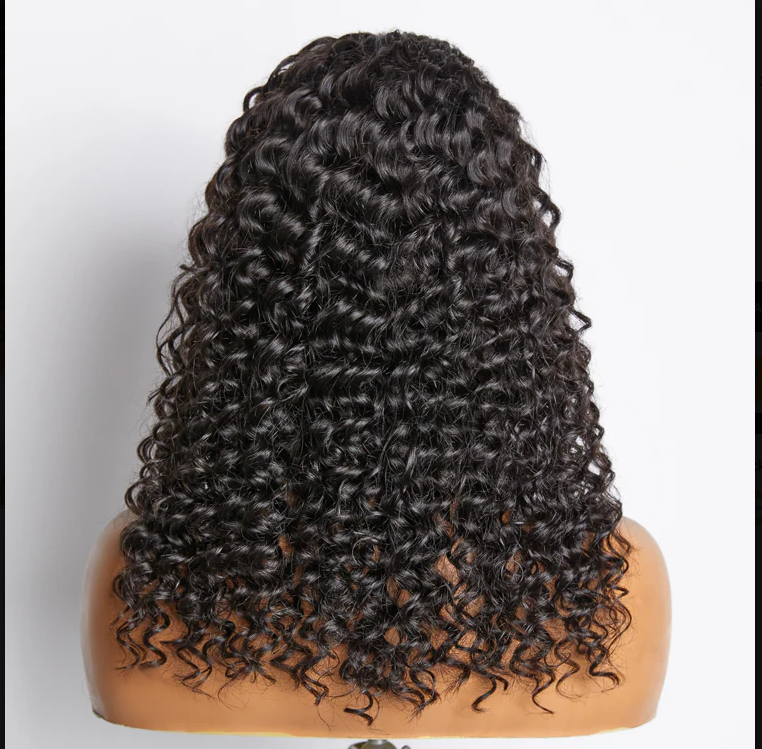 18 Inches Glueless 3D Cap Pre-bleached Deep Curly 13x4 Transparent Lace Front Wig 150% Density