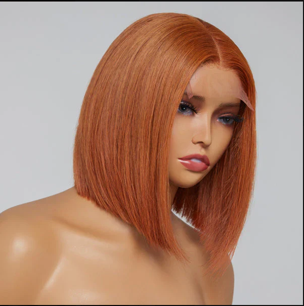 10 Inches 4x4 Beginner Friendly Sugar Maple Glueless Mid Part Bob Lace Closure Wig-100% Human Hair