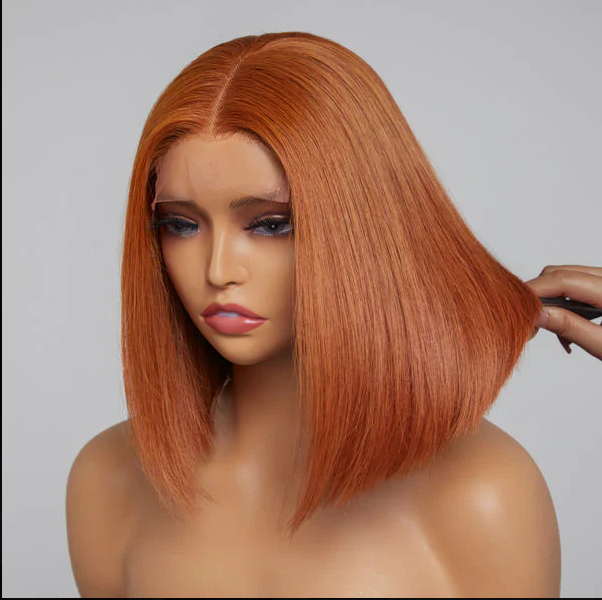 10 Inches 4x4 Beginner Friendly Sugar Maple Glueless Mid Part Bob Lace Closure Wig-100% Human Hair